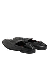 Dolce & Gabbana Black Leather Slip On Men Flat Loafers Shoes