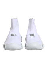 Dolce & Gabbana White Silver Slip On Wave Socks Sneakers Shoes