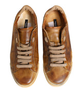 Dolce & Gabbana Brown Leather Low Top Men Sneakers Shoes