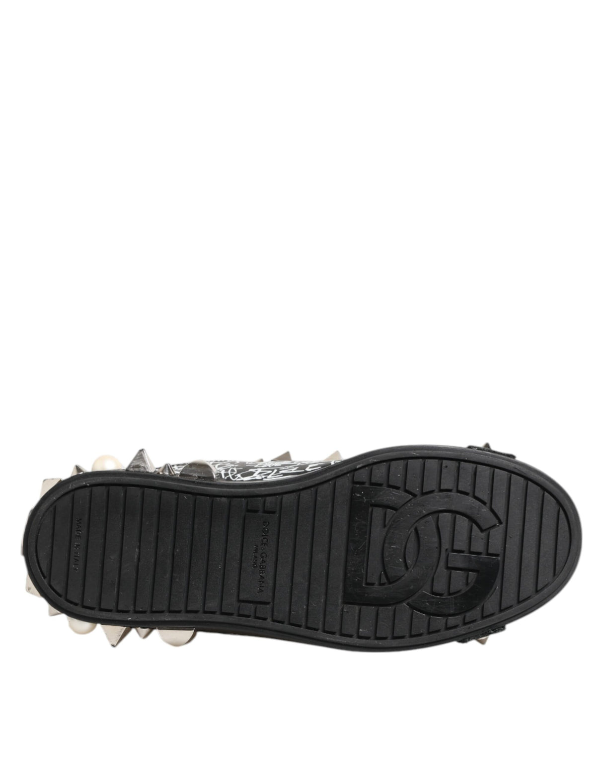 Dolce & Gabbana Black Portofino Stud Embellished Sneakers Shoes