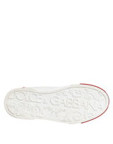 Dolce & Gabbana White Red Leather Lace Up Sneakers Shoes