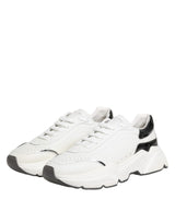 Dolce & Gabbana White Silver DAYMASTER Leather Sneakers Shoes