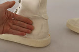 Dolce & Gabbana White Leather Lace Up Mens Boots