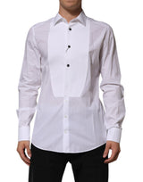 Dolce & Gabbana White Bib Cotton Poplin GOLD Men Formal Shirt
