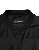 Dolce & Gabbana Black Sleeveless Parka Logo Plaque Jacket