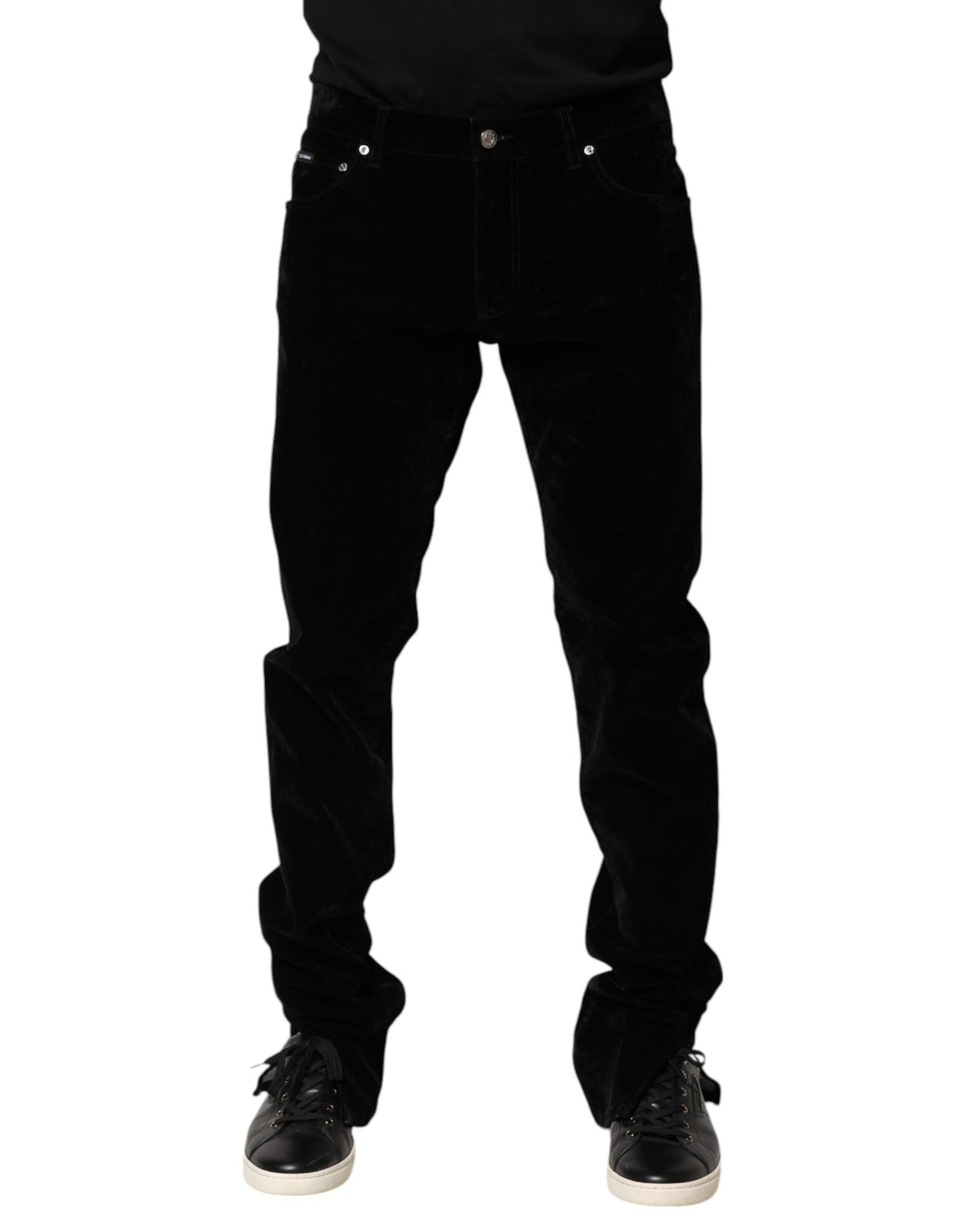 Dolce & Gabbana Black Cotton Men Dress Formal Trouser Pants