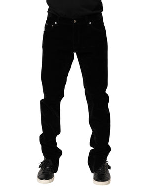 Dolce & Gabbana Black Cotton Men Dress Formal Trouser Pants