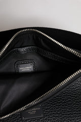 Dolce & Gabbana Black Leather Logo Embossed Waist Fanny Pack Bag
