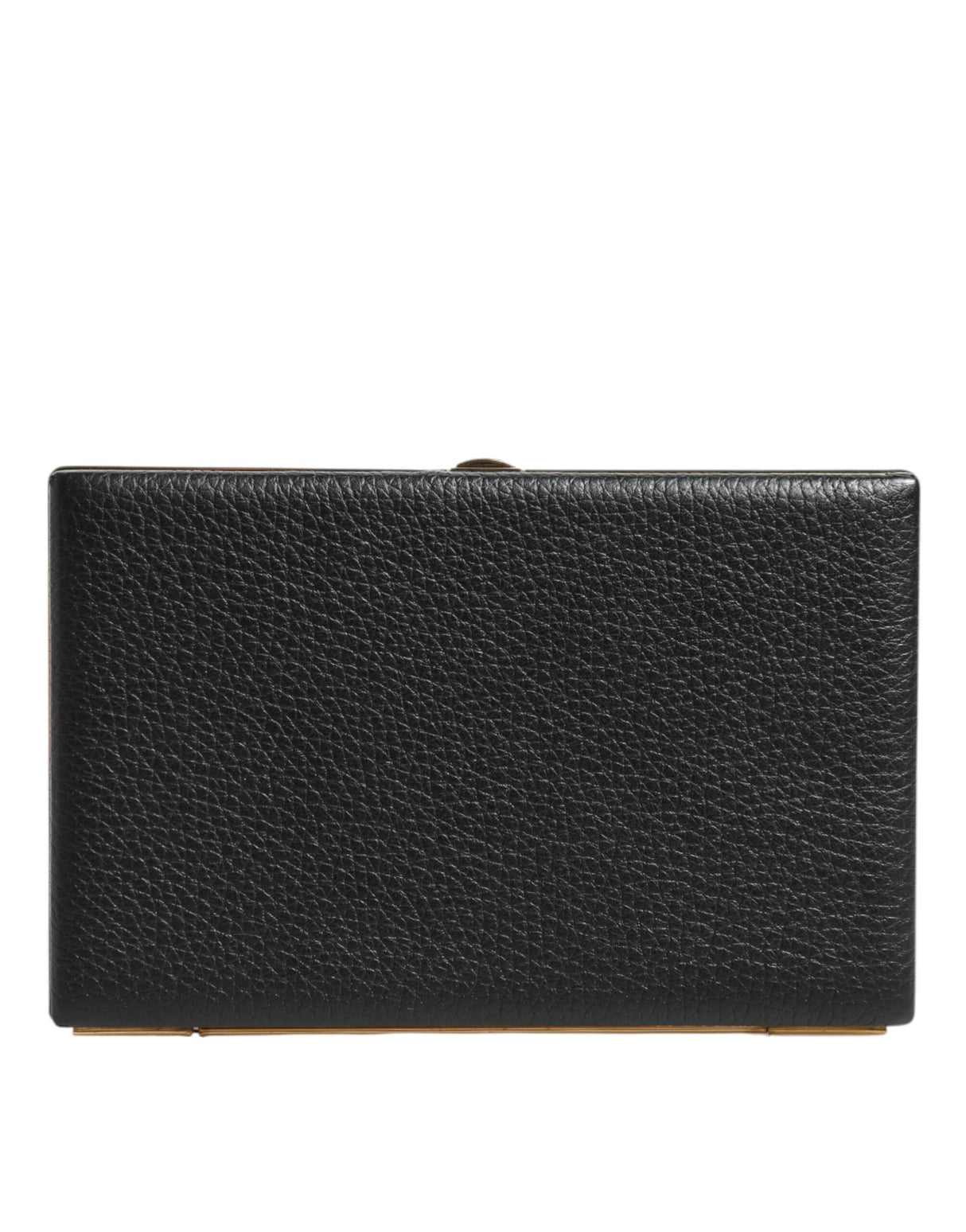 Dolce & Gabbana Black Leather Gold Frame Clutch Evening Party Purse Bag