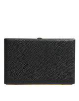 Dolce & Gabbana Black Leather Gold Frame Clutch Evening Party Purse Bag