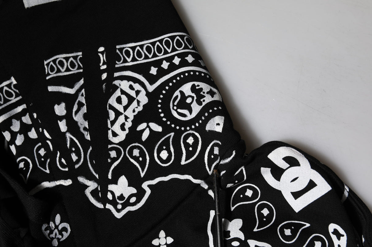 Dolce & Gabbana Black Bandana Hooded Men Sweatshirt Sweater