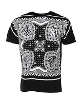 Dolce & Gabbana Black Bandana Print Cotton Crew Neck T-shirt