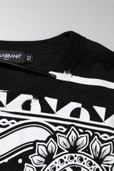 Dolce & Gabbana Black Bandana Print Cotton Crew Neck T-shirt
