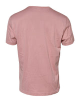Dolce & Gabbana Pink Logo Plaque Cotton Crew Neck T-shirt