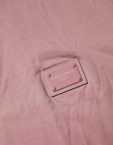 Dolce & Gabbana Pink Logo Plaque Cotton Crew Neck T-shirt