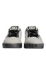 Dolce & Gabbana White Crystal Logo Portofino Sneakers Shoes