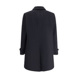 Lardini Black Fleece Wool Trench Coat