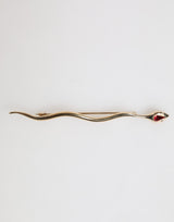 Dolce & Gabbana Gold Brass Red Crystal Spilla Serpente Mens Brooch Pin