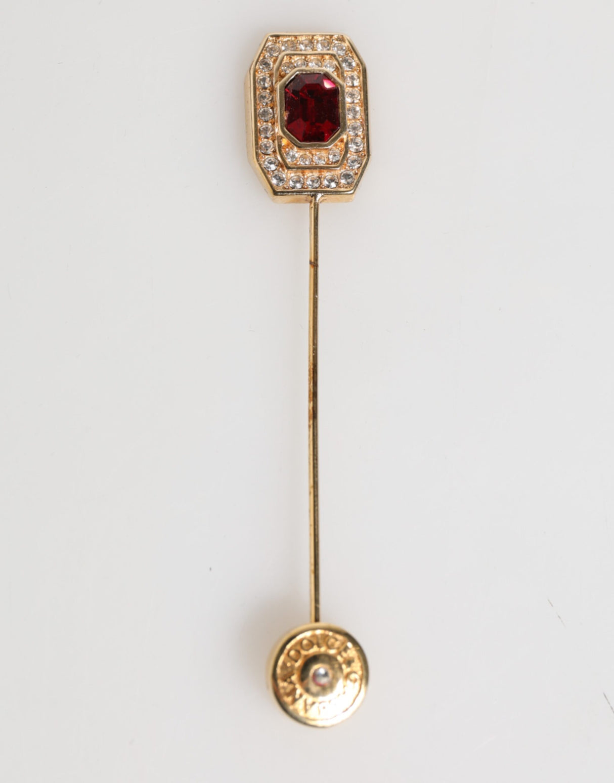 Dolce & Gabbana Rhinestone Embellished Sterling Silver Collar Brooch Pin
