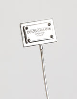 Dolce & Gabbana Silver Tone Logo Plaque Lapel Men Accessory Brooch Pin