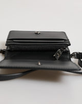 Dolce & Gabbana Black Leather Bifold Card Holder Crossbody Men Borse Bag