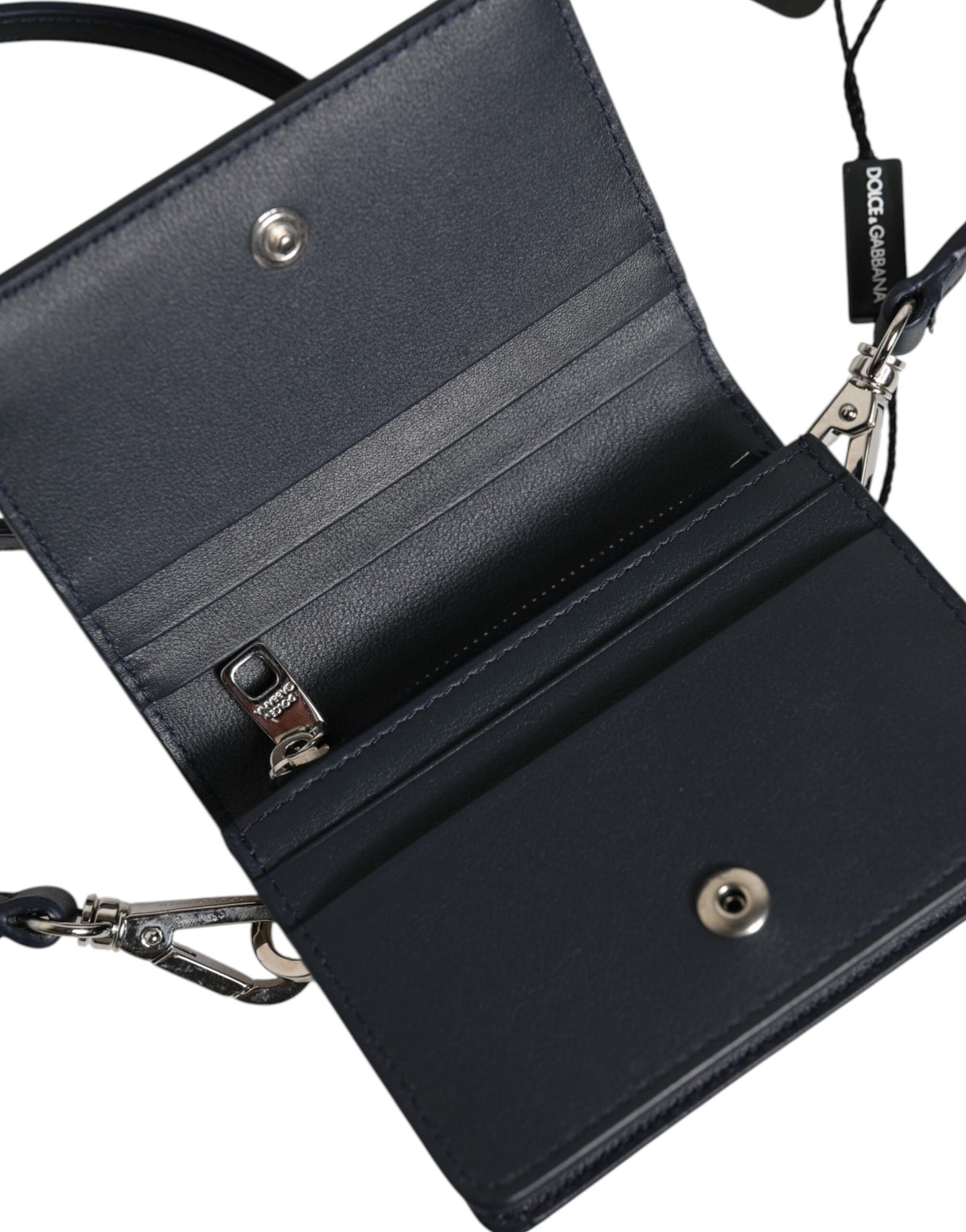 Dolce & Gabbana Beige Black Leather Card Holder Crossbody Men Borse Bag