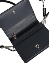Dolce & Gabbana Beige Black Leather Card Holder Crossbody Men Borse Bag