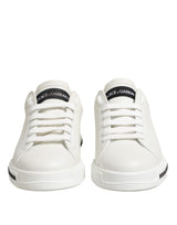Dolce & Gabbana Black White Leather Portofino Sneaker Shoes