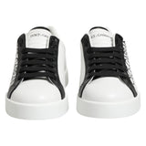 Dolce & Gabbana Black White Leather Portofino Sneaker Shoes