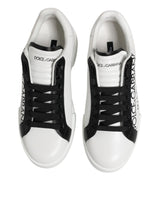 Dolce & Gabbana Black White Leather Portofino Sneaker Shoes