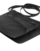 Dolce & Gabbana Black Palmellato Leather Logo Plaque Shoulder Borse Bag