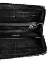 Dolce & Gabbana Black Calfskin Leather Logo Zip Around Continental Wallet