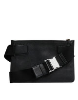 Dolce & Gabbana Black Leather Logo Embossed Waist Fanny Pack Borse Bag