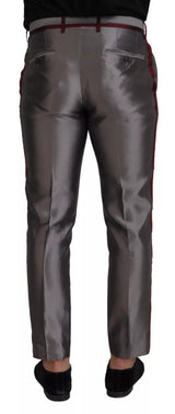 Dolce & Gabbana Gray Silk Metallic Men Dress Trouser Pants