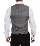 Dolce & Gabbana Gray Striped Formal Dress Gilet Vest