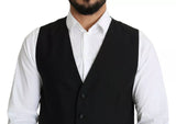 Dolce & Gabbana Black Wool Men Formal Waistcoat Vest