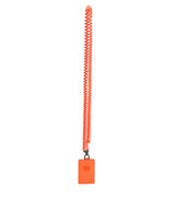 Dolce & Gabbana Orange Leather Logo Embossed Lanyard Card Holder Wallet