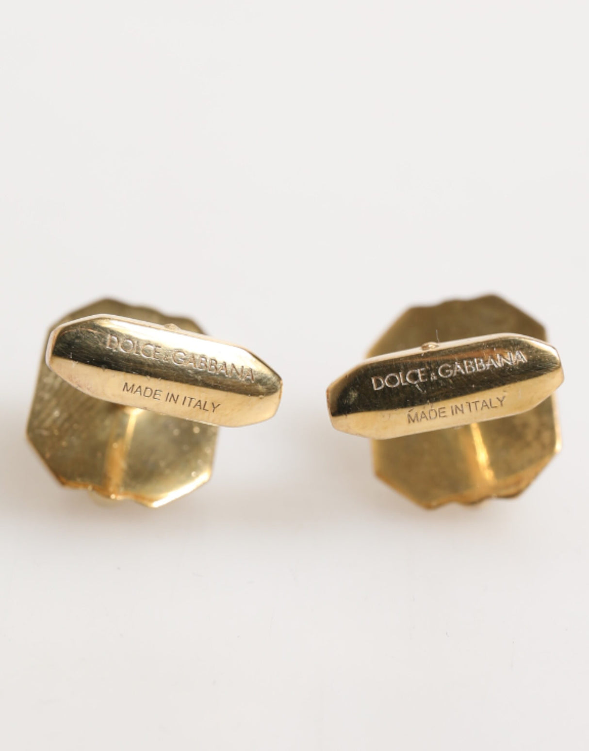 Dolce & Gabbana Emerald Green Crystal Gold Tone 925 Sterling Accessory Cufflink