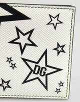 Dolce & Gabbana White Leather DG Star Logo Bifold Card Holder Wallet