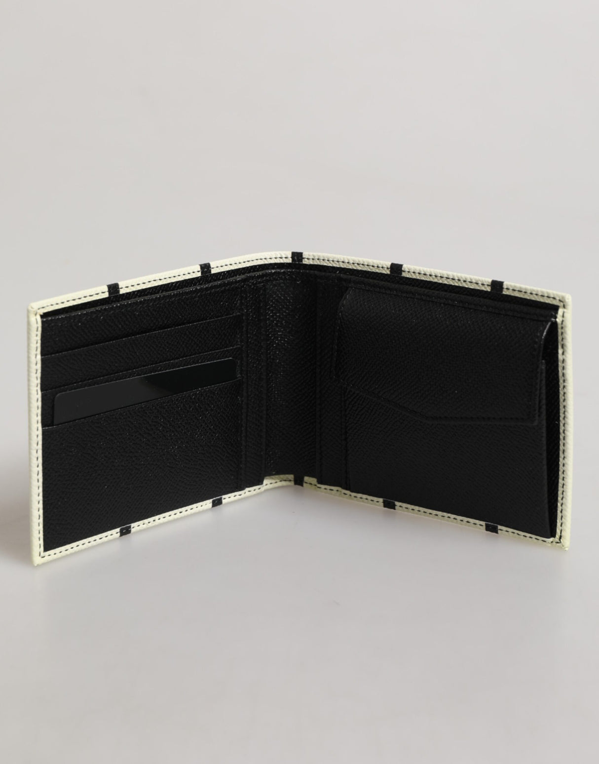 Dolce & Gabbana White Leather DG Crown Royals Bifold Card Holder Wallet