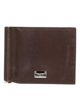 Dolce & Gabbana Brown Leather DG Logo Engrave Bifold Card Holder Wallet