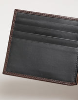Dolce & Gabbana Brown Leather DG Logo Engrave Bifold Card Holder Wallet
