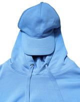 Dolce & Gabbana Blue Cotton Hooded Men Sportswear One Size Vest