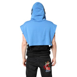 Dolce & Gabbana Blue Cotton Hooded Men Sportswear One Size Vest