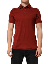Dolce & Gabbana Red Cotton DG Logo Collared Men Polo T-shirt