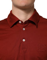 Dolce & Gabbana Red Cotton DG Logo Collared Men Polo T-shirt