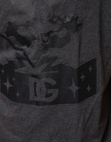 Dolce & Gabbana Black Charcoal DG Logo V-Neck Men T-shirt