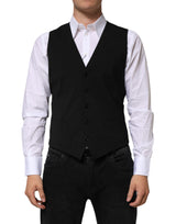 Dolce & Gabbana Black Wool Dress Formal Men Waistcoat Vest