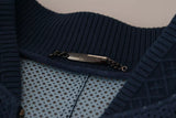 Dolce & Gabbana Blue Leather Perforated Full Zip Jacket