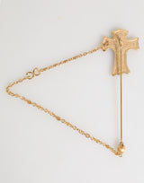 Dolce & Gabbana Lapel Pin Cross Logo Gold Chain Mens Accessories Brooch